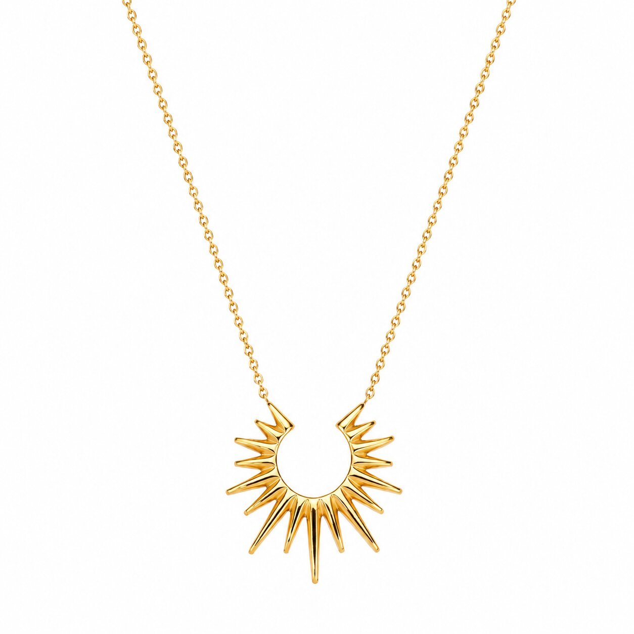 gold starlight necklace sunburst pendant, dainty gold celestial necklace