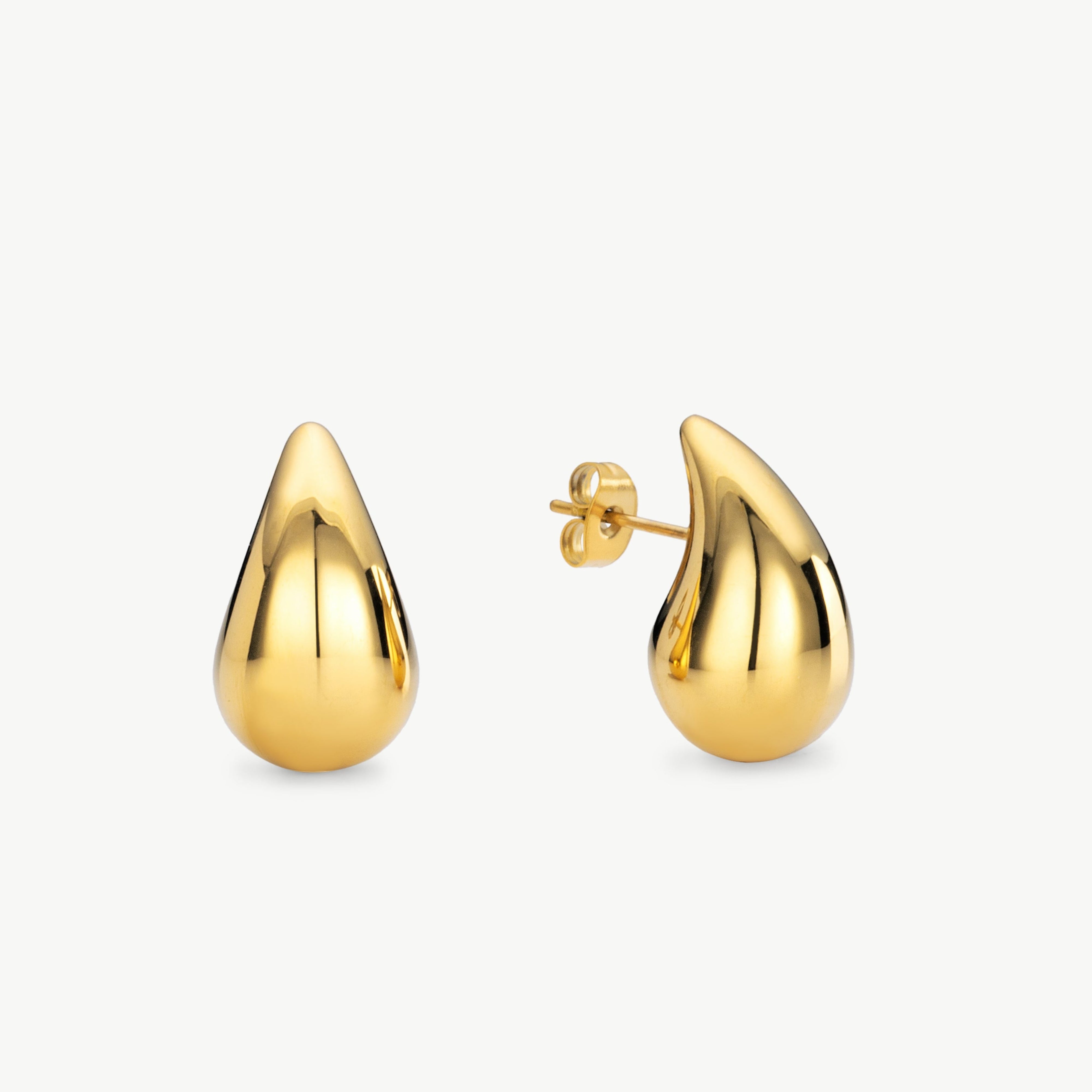 teardrop earrings gold water drop stud earrings chunky gold stud earrings waterproof sculptural gold earrings gold water drop earrings
