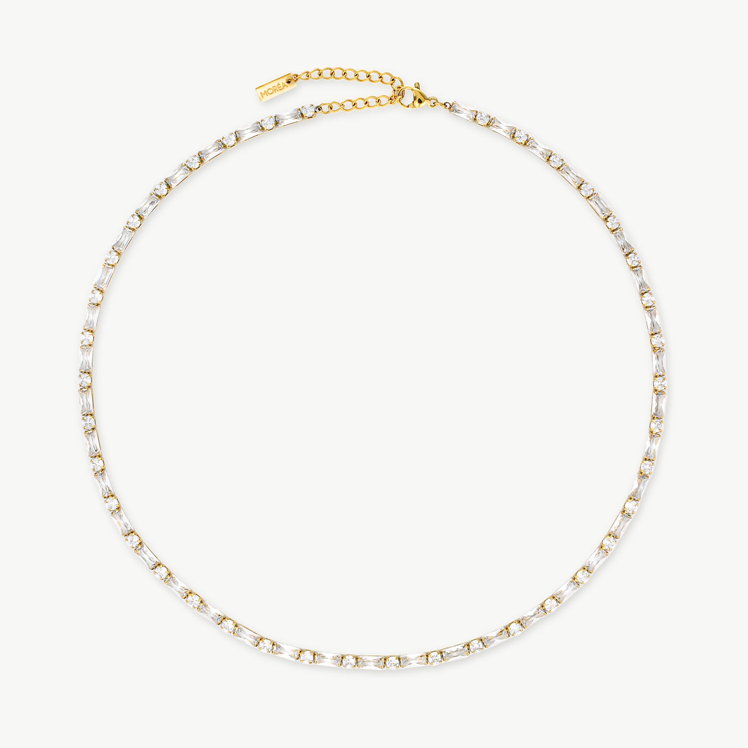 tennis necklace featuring brilliant premium cubic zirconia on a gold chain bezel tennis necklace