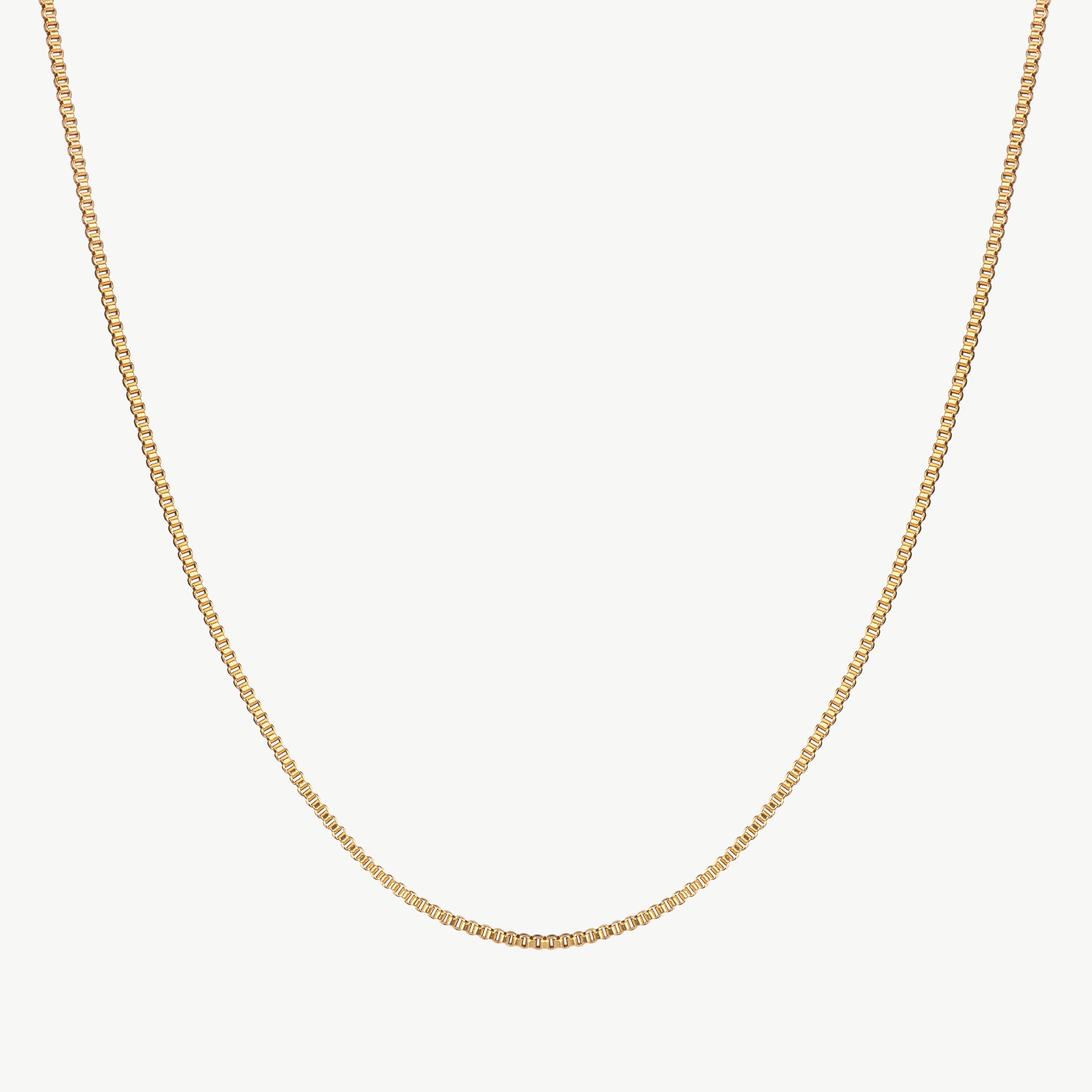 venetian chain necklace in gold with square links, venetian box chain necklace with polished finish and gold chain necklace women ideas