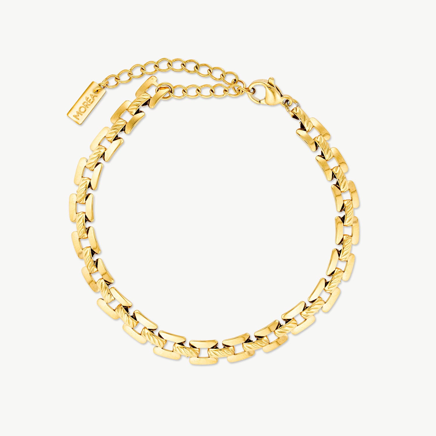 watch chain bracelet with bold polished gold watch-style links