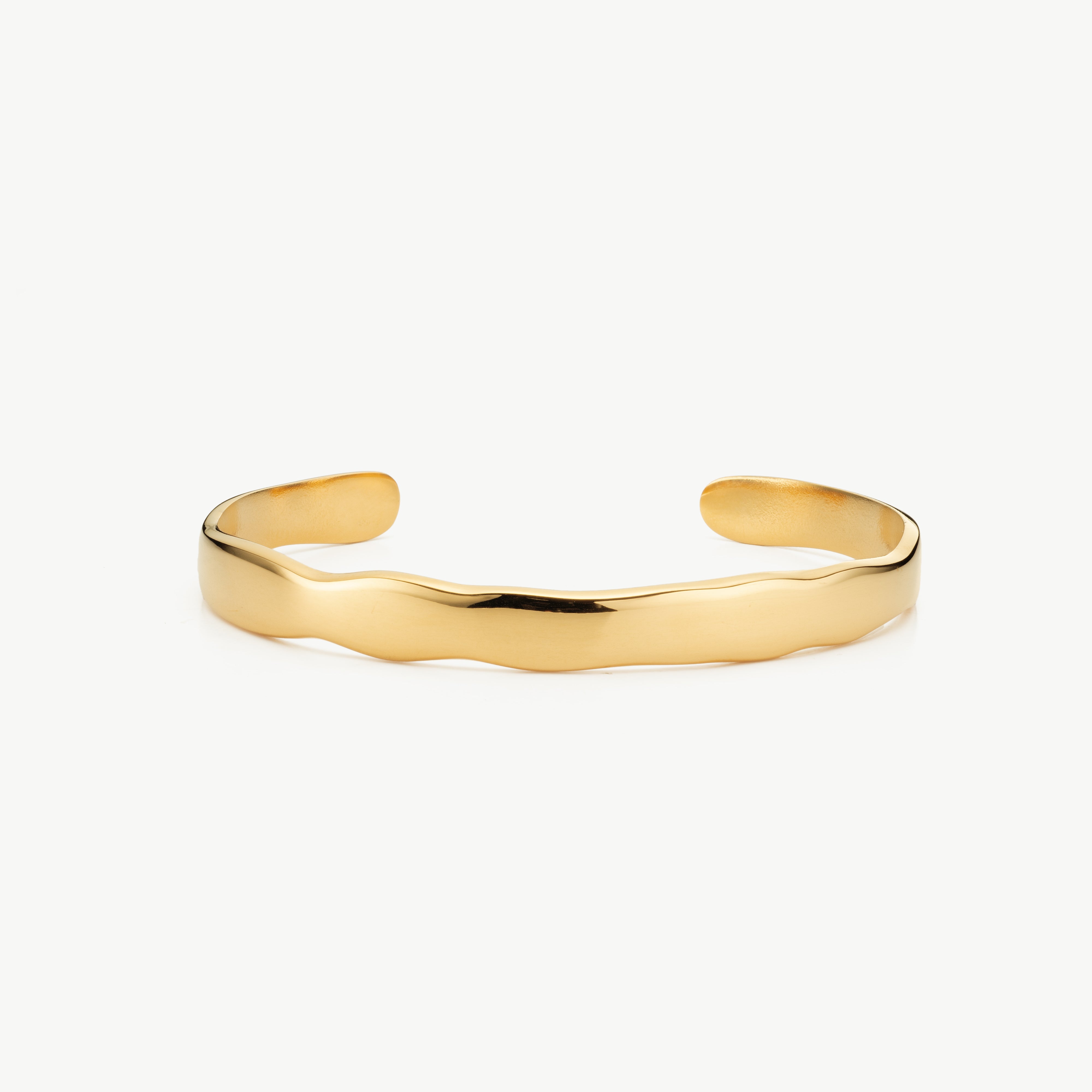 wavy gold bangle sculptural wave cuff bracelet for women with polished waterproof stacking design gold cuff bracelet