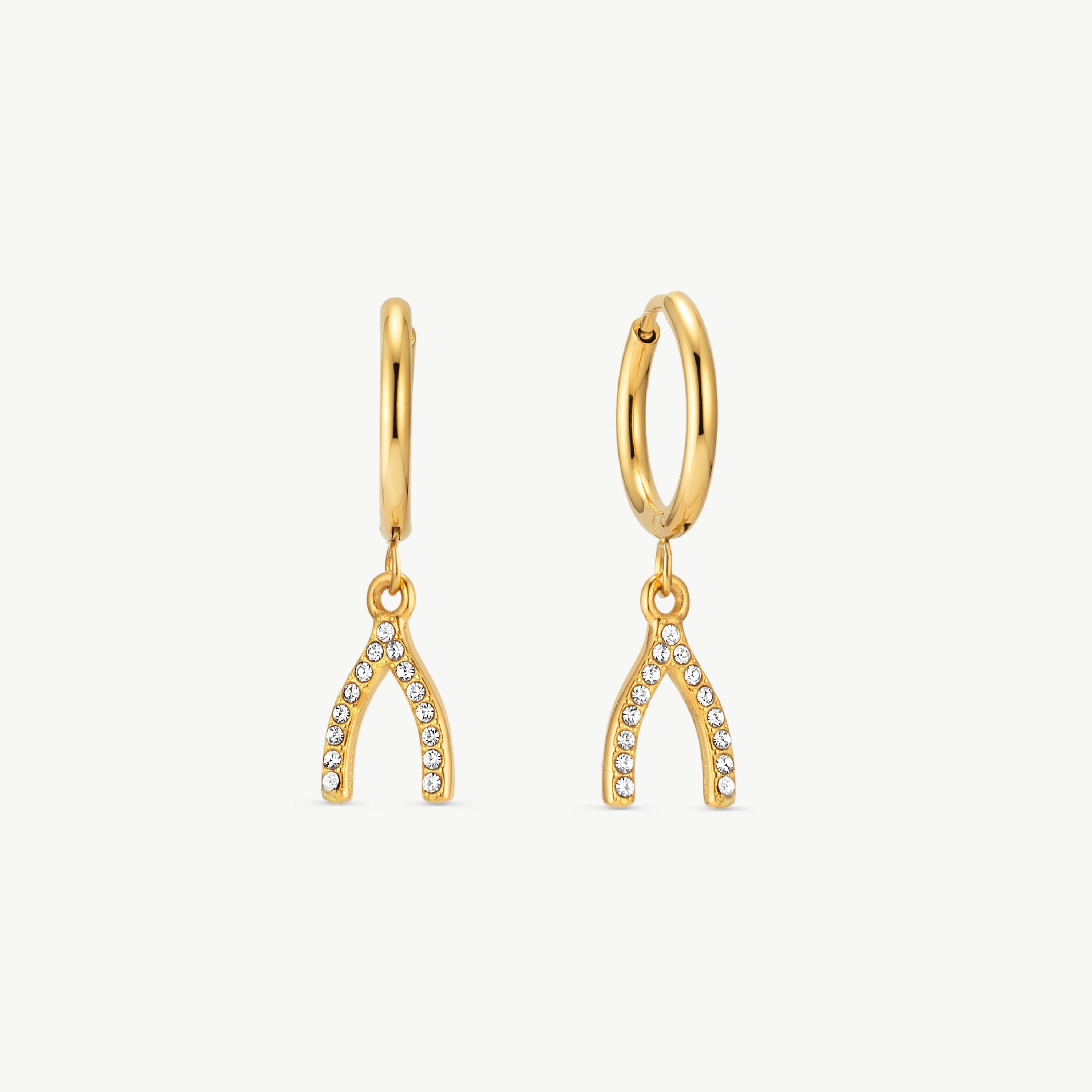 wishbone earrings gold wishbone drop earrings cubic zirconia wishbone huggie earrings waterproof gold wishbone earrings