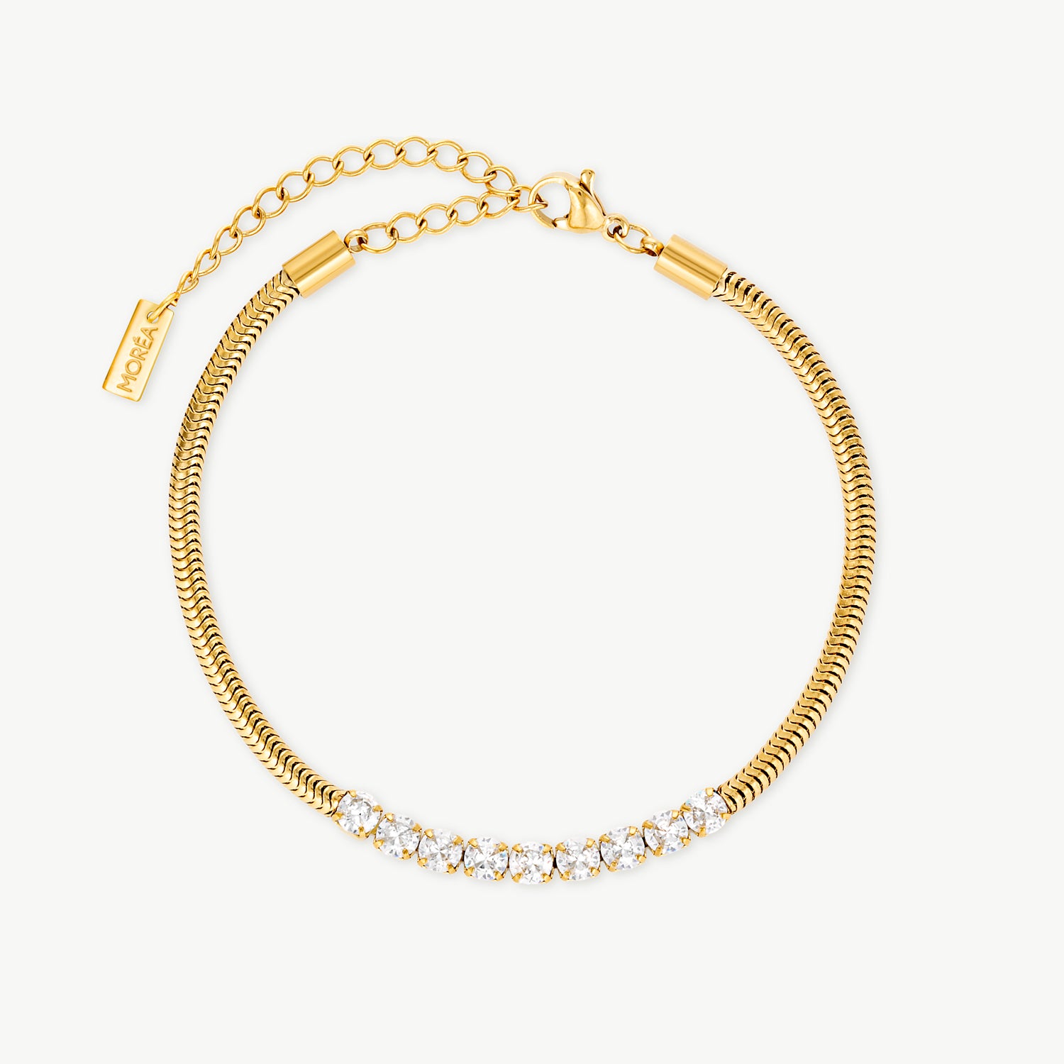 zircon bracelet with crystal detailing and gold herringbone chain bracelet creating a luxurious gold cubic zirconia bracelet